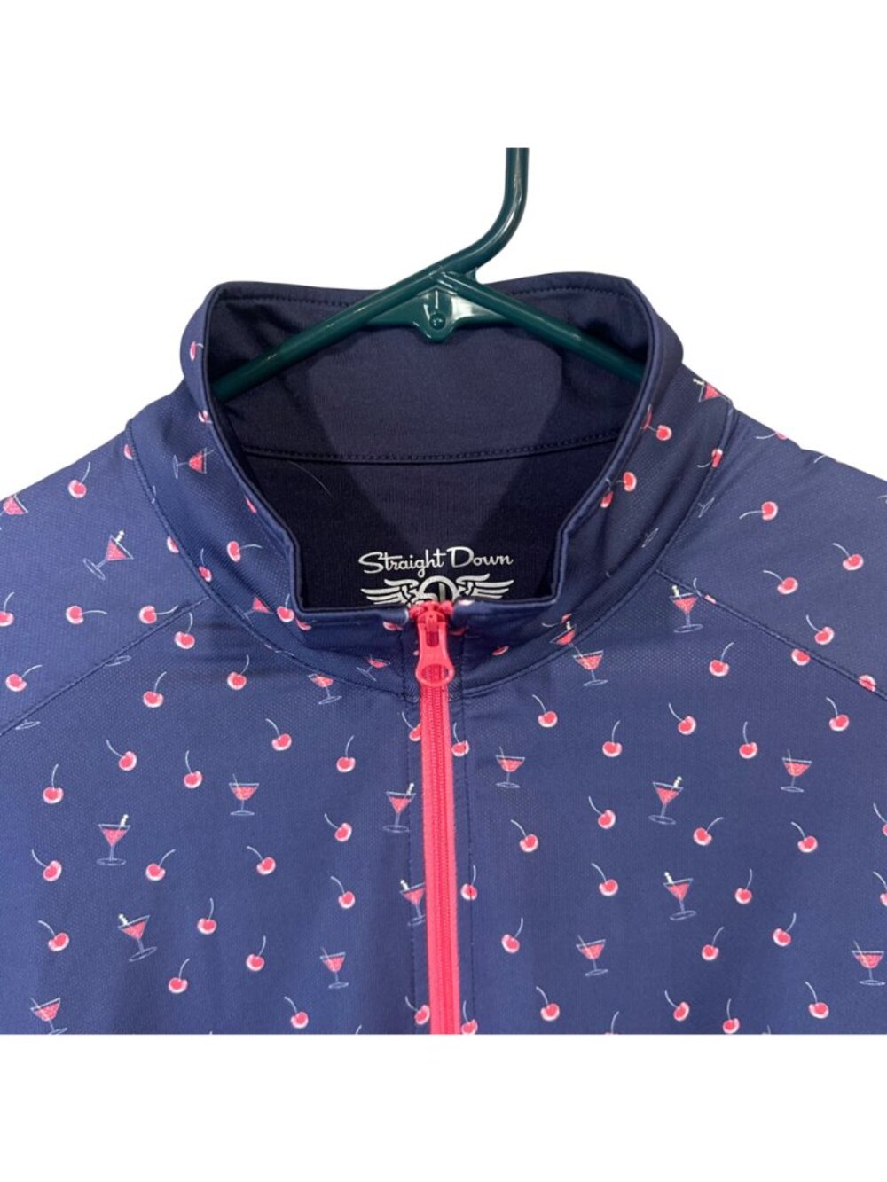 Straight Down Womens XL Cherry& Martini Print Golf Pullover Performance Top EUC - Picture 2 of 12